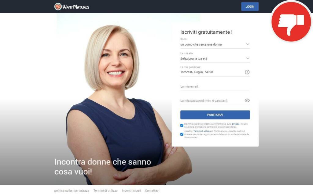 Recensione WantMatures.com Truffa