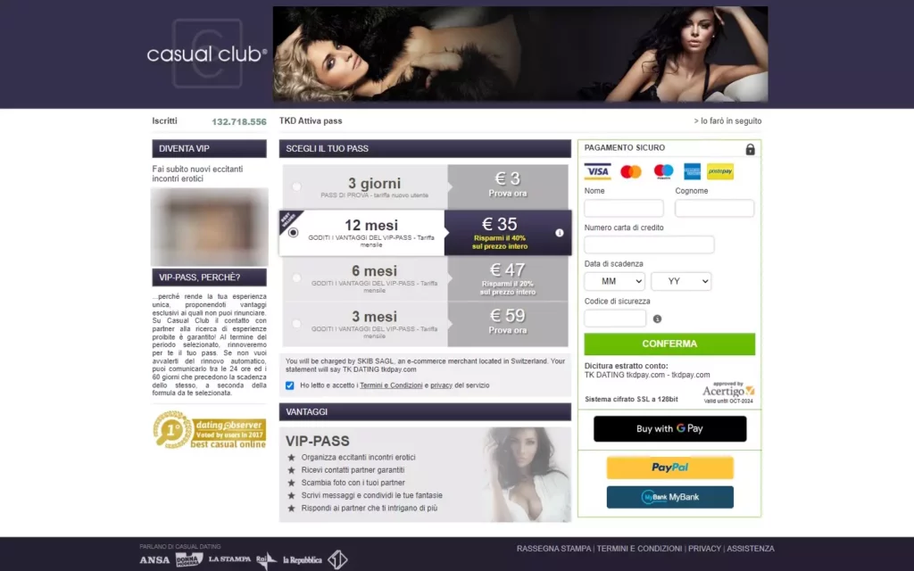 CasualClub.com - costs