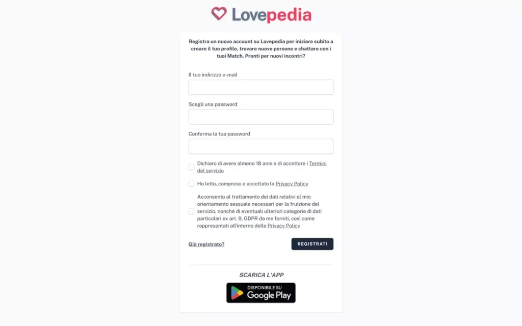 Lovepedia.net - registration