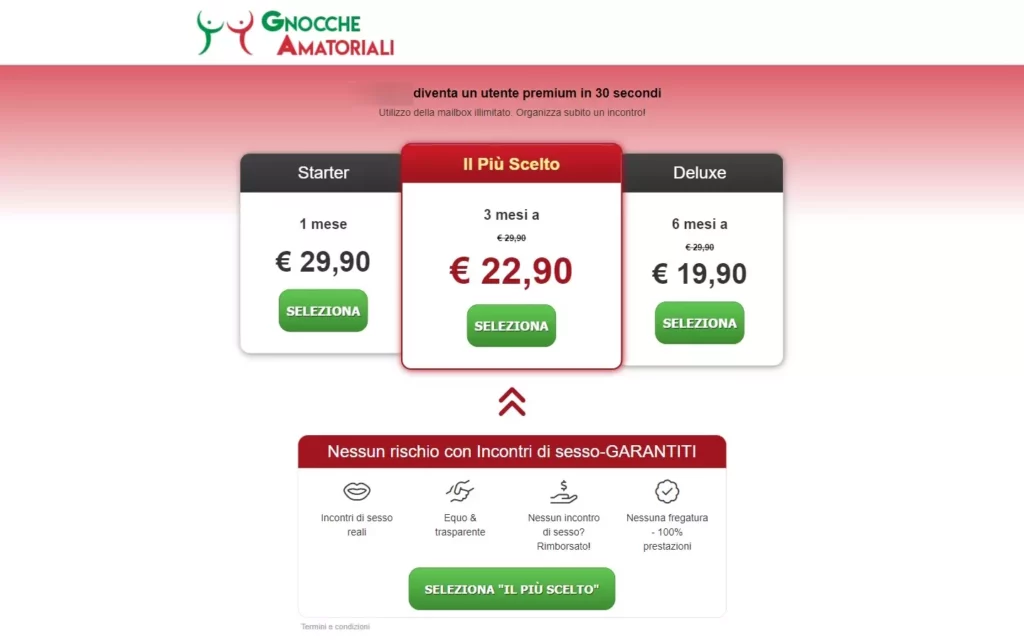 GnoccheAmatoriali.net - costs