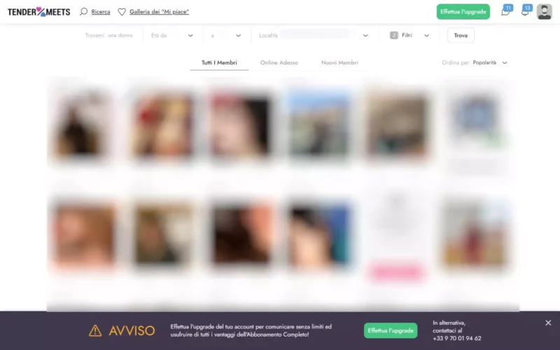 TenderMeets.com area personale