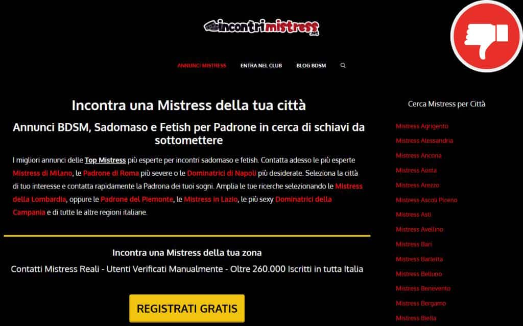 Recensione IncontriMistress.net Truffa