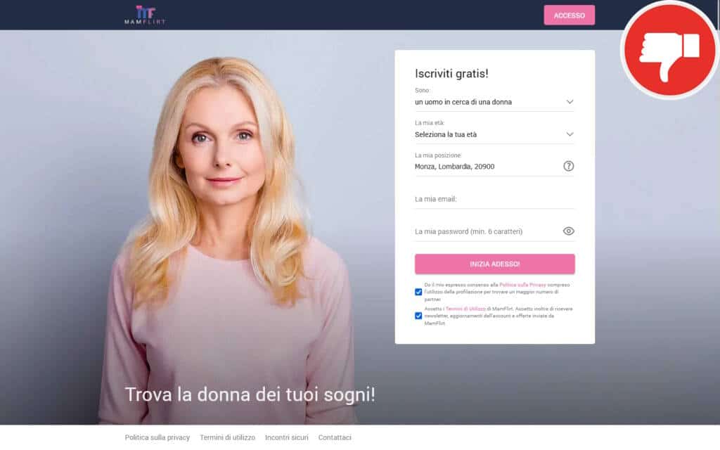 Recensione MamFlirt.com Truffa