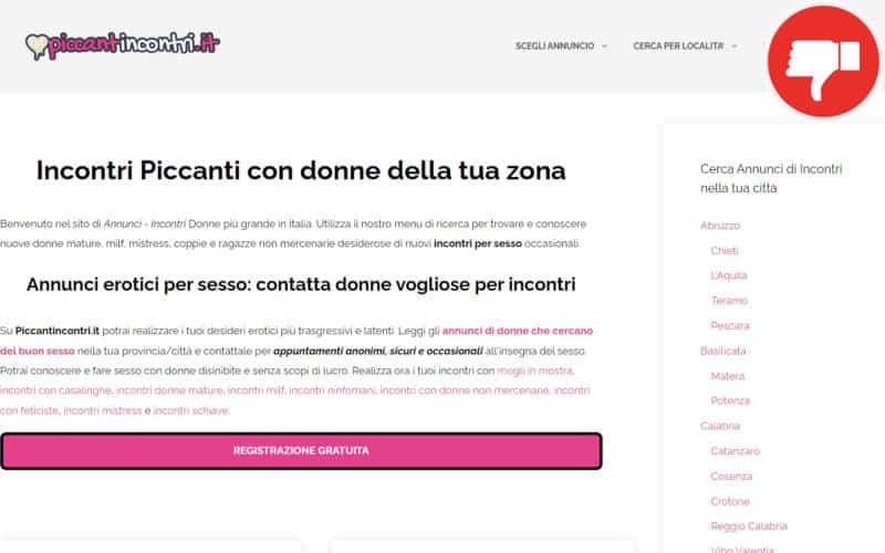 Recensione PiccantIncontri.it Truffa