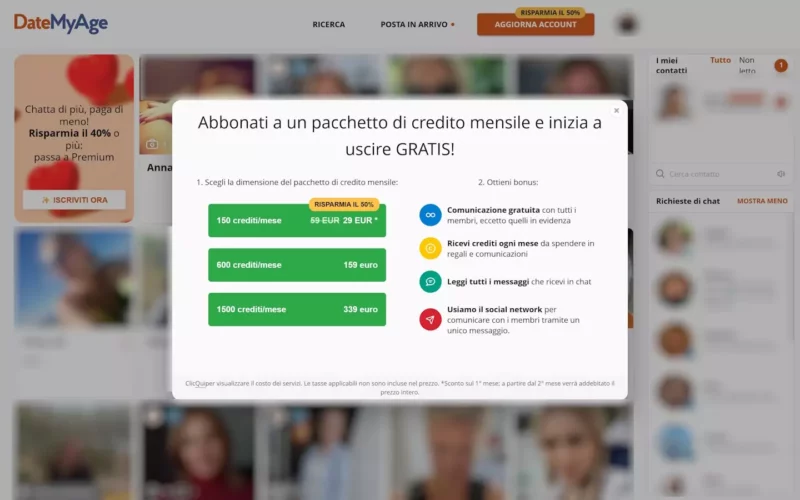 DateMyAge.com Costi
