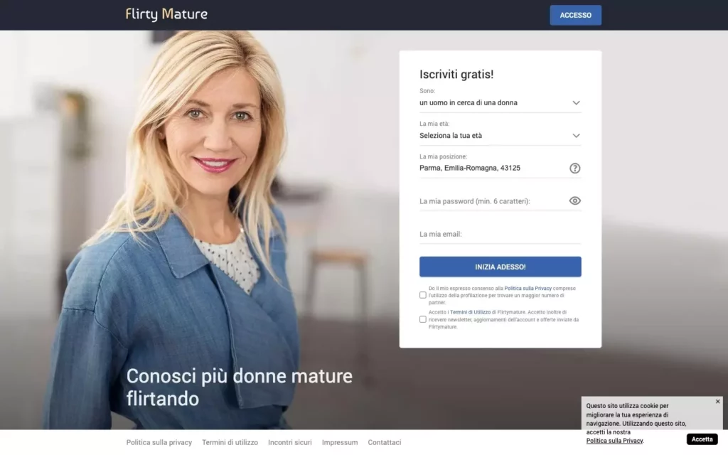 Flirtymature.com - home & registration