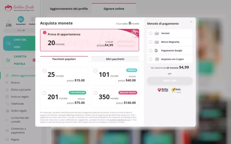 GoldenBride.net costi 1