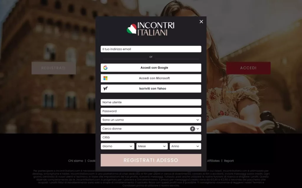 Incontriitaliani.com - registration