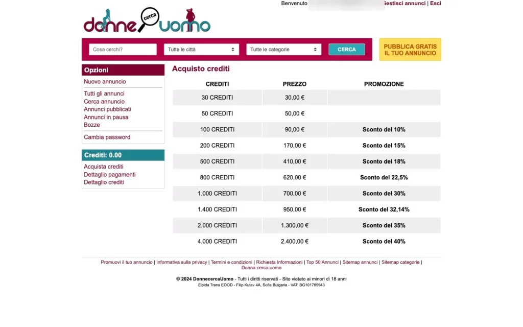 Donnecercauomo.xxx - costs