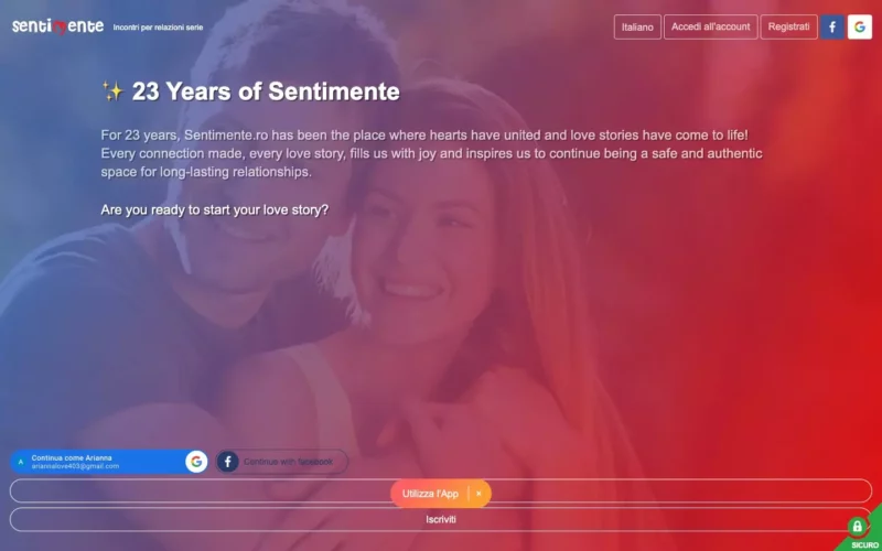 Sentimente.com Pagina Iniziale