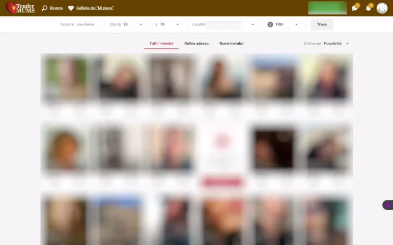 TenderMums.com Area Utenti