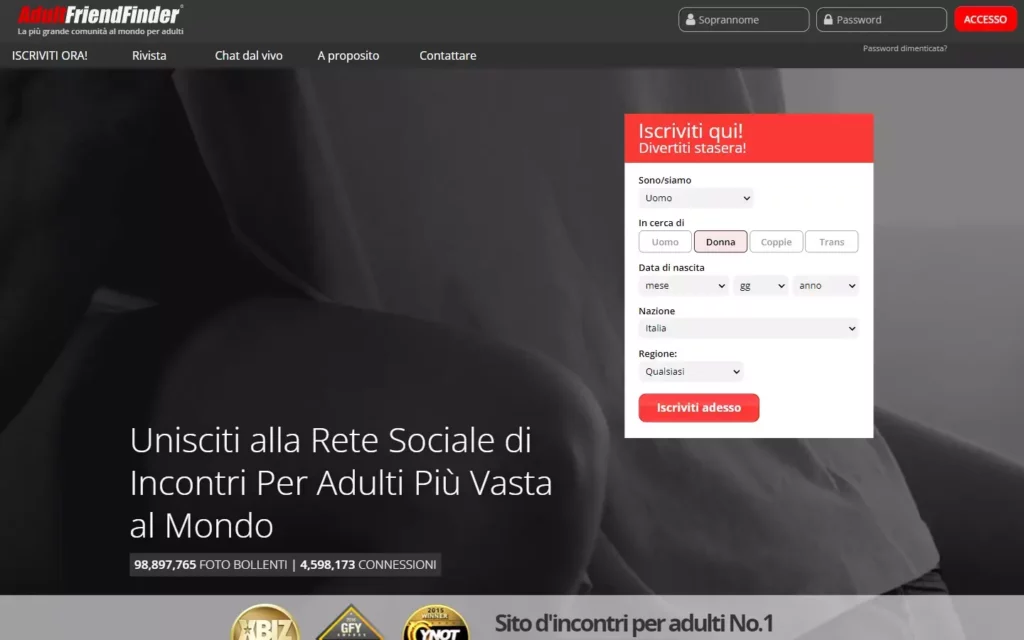 AdultFriendFinder.com pagina iniziale