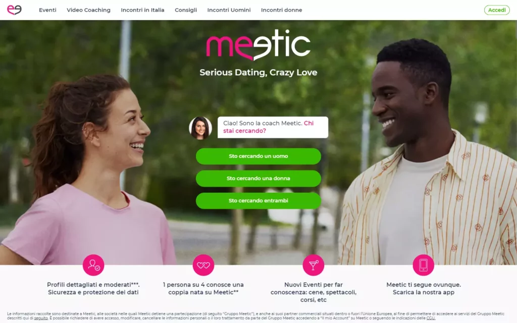 Recensione Meetic.it pagina iniziale