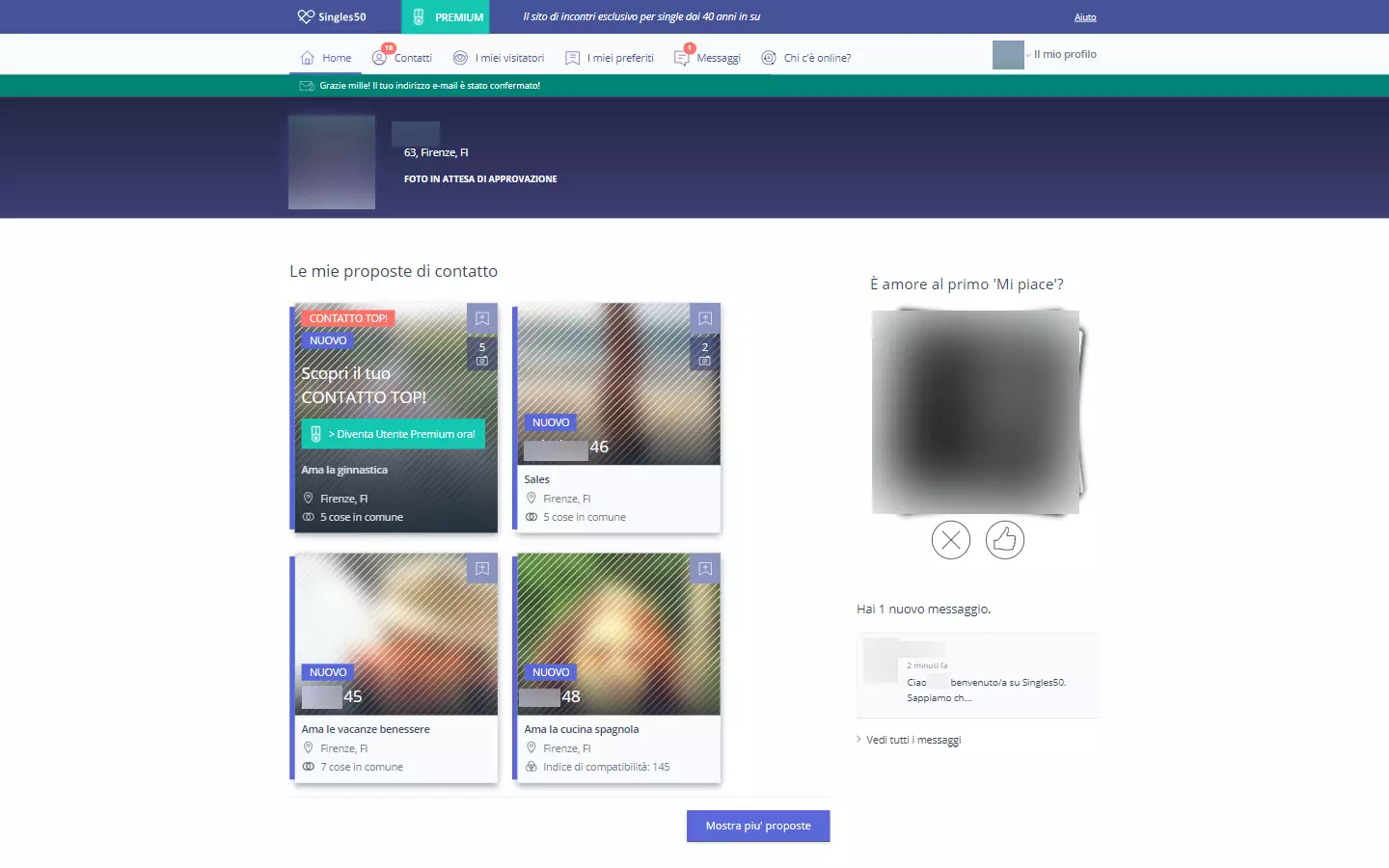 Singles50.it area utenti