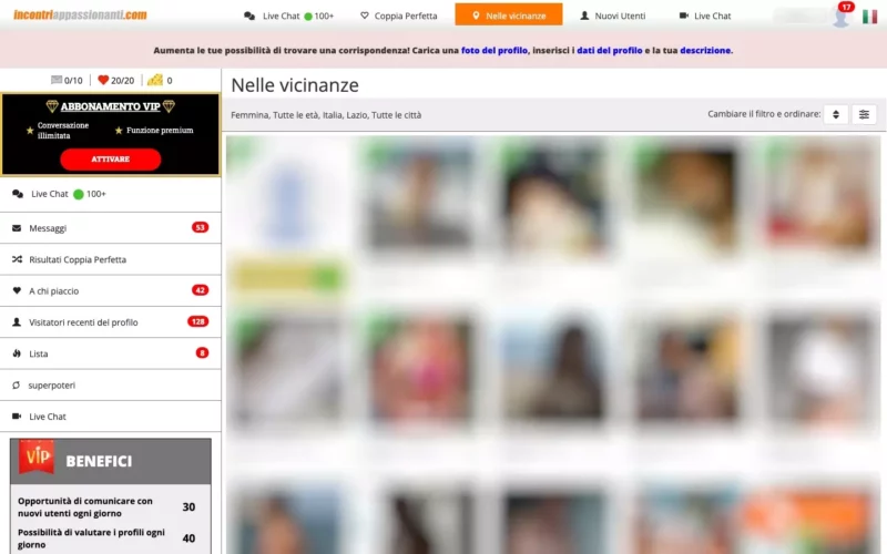 IncontriAppassionanti Area Utenti