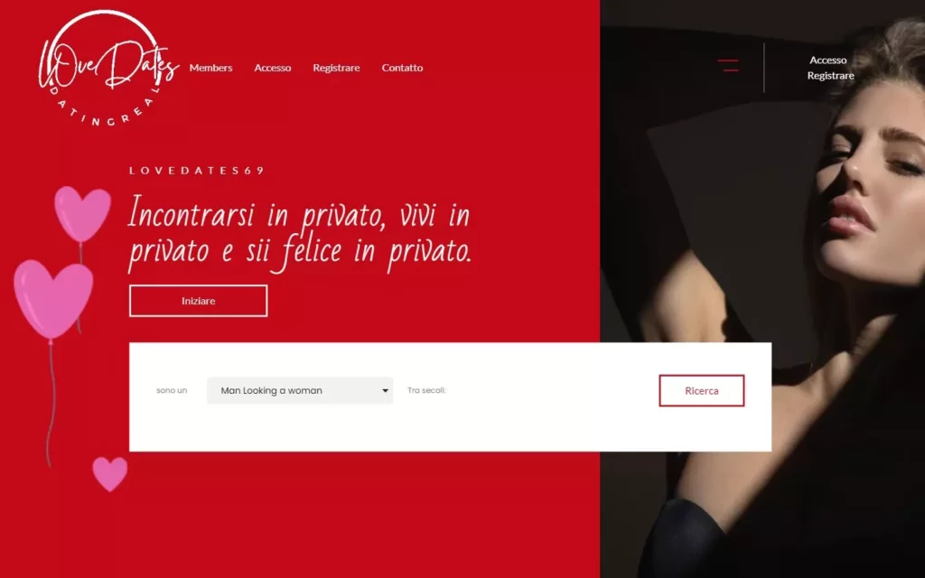 LoveDates69.com landing page