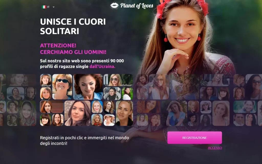 PlanetOfLoves.com landign page