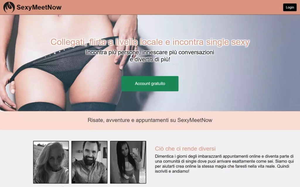 SexyMeetNow.com landing page