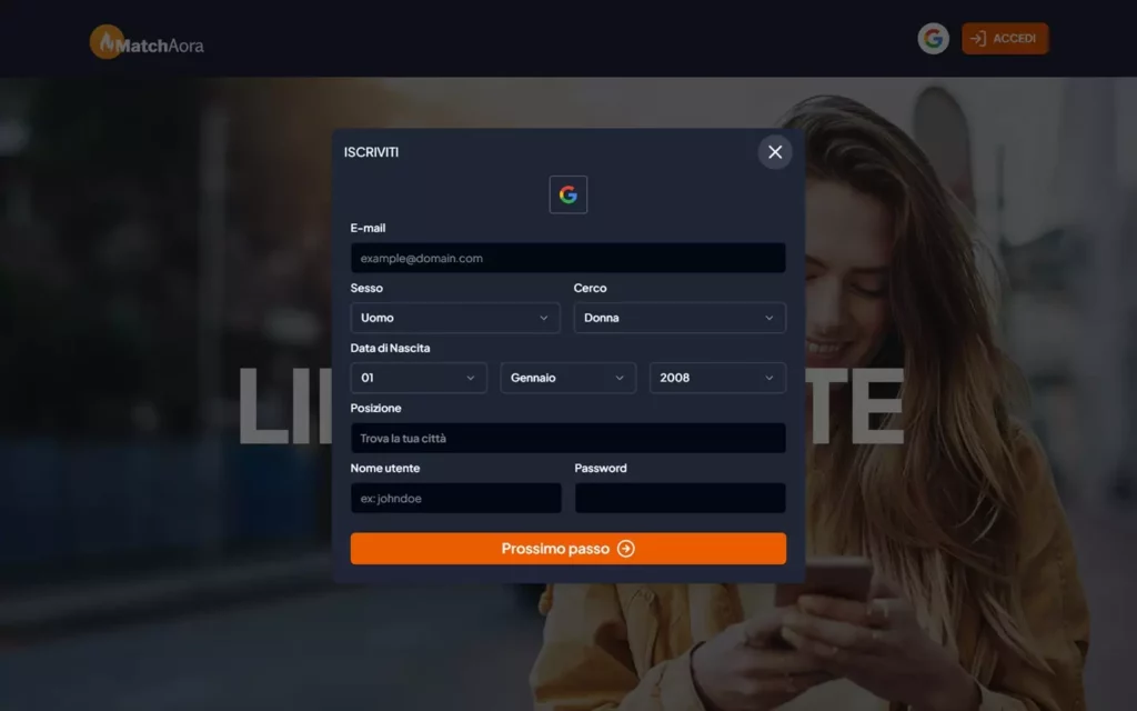 matchaora.it - registration